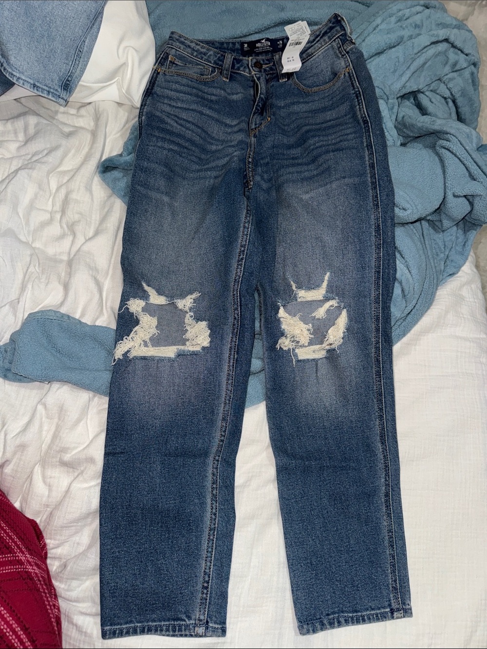 Hollister Medium Wash Straight Leg Distressed Jeans